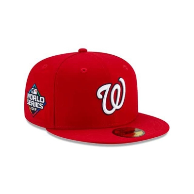 Red Washington Nationals Hat - New Era MLB Green Paisley Undervisor 59FIFTY Fitted Caps USA6780534